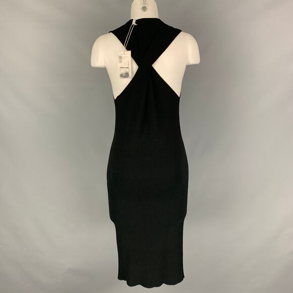 HELMUT LANG Size L Black Ribbed Twisted Back Tank Dress - Picture 3 of 7